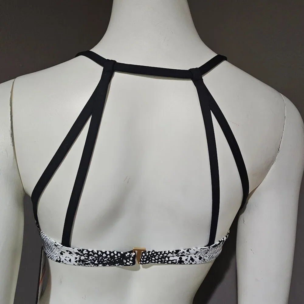Vince Camuto Printed Strappy-Back Bikini Swim Top